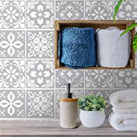 Walplus Andalu Gris Claro Cemento Español Azulejo Set de Pegatinas - 15 X 15CM (6 X 6 IN) - 24 Piezas- Bricolaje Arte…